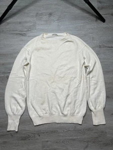 MALO *FLAWS* Cashmere Sweater 40 Almond Minimalist Preppy Casual Soft - Picture 1 of 10