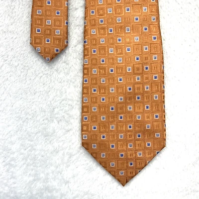 Jones New York Orange Blue Design Men’s Necktie 3.5”x 58” 100% Silk - Image 1 of 4
