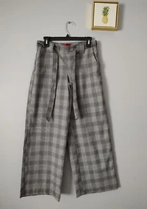 Hot Kiss Dress Pants  Women Gray Plaid Belt Side Zipper Size 3  Wide Leg  - Picture 1 of 5