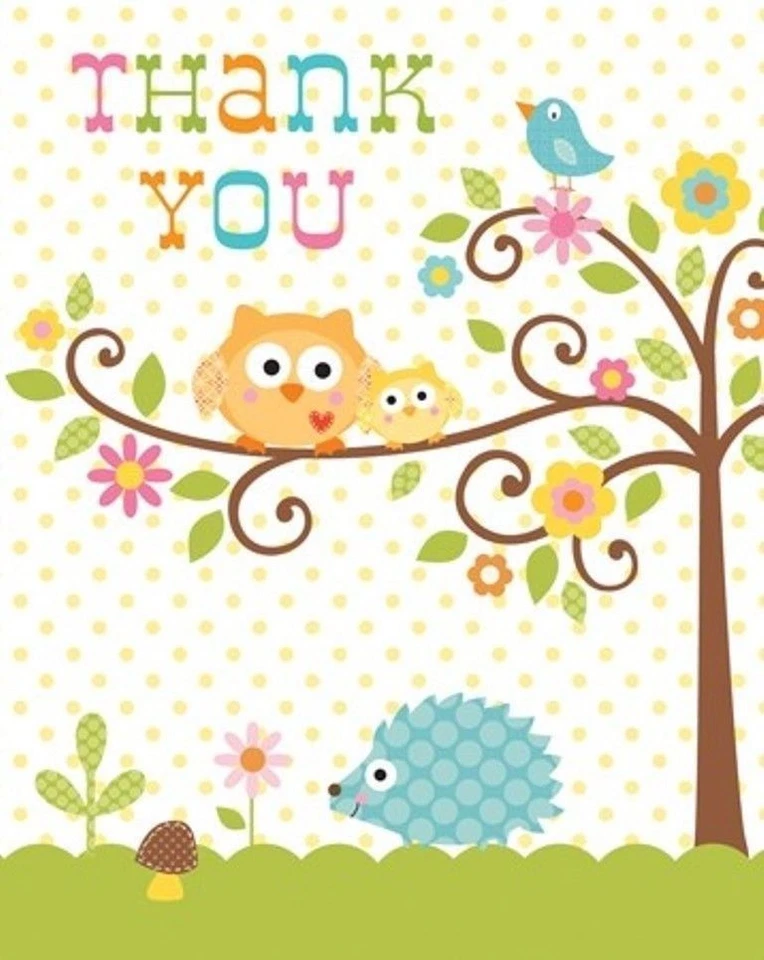 Happi Tree Owl Baby Shower Party Supplies Thank You Notes 8ct. - Image 1 of 1