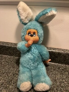 Gerber Atlanta Novelty Blue Bunny Rabbit Plush Rubber Face Thumbsucker 9" Inch - Picture 1 of 7