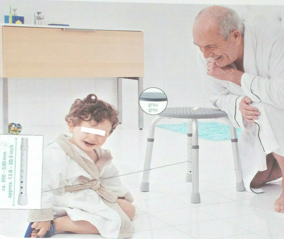 RIDDER Assistent Comfort Bad Hocker rund höhenverstellbar max.150kg grau NEU