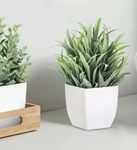 Small Fake Plant Mini Artificial Potted Plants Table Desk Home Bath Spring Grass - Picture 1 of 11