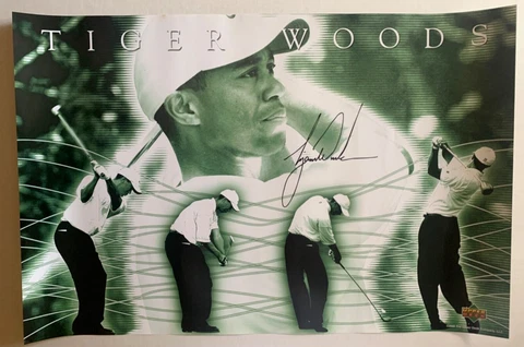Tiger Woods Original Upper Deck NIKE PGA  Vintage Style Golf Poster 24 x 16 in Cover