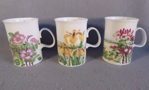 Dunoon 3 Tassen Tasse Wildblumen Jane Farn Hund Rose Geißblatt gelb Flagge England - Bild 1 von 12