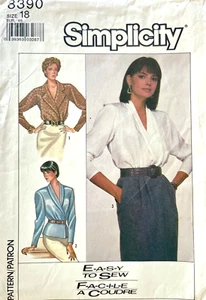 1980's Simplicity Misses' Wrap Blouse Pattern 8390 Size 18 UNCUT - Picture 1 of 2