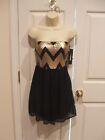 Nwt My Michelle  Black Chiffon Straples Party Prom Holiday Formal Dress Size 7