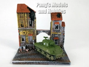 M4 Sherman Tank 1/100 Scale Diecast Model and "The Chateau" Diorama Display - Picture 1 of 7