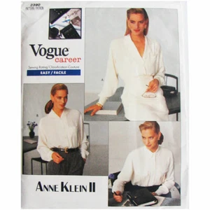 Blusa Vogue 2390 talla 6-8-10 Anne Klein II 3 versiones patrón fácil de coser sin cortar - Imagen 1 de 6