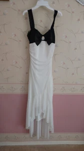 Taboo White Black Formal Dress w/Bow & Rhinestone Pendant Size M - Picture 1 of 2