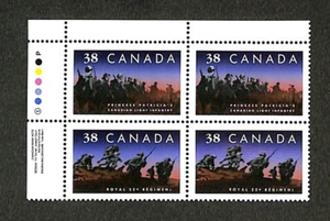 1249-1250 - Canadian Infantry Regiments - UL Inscription Block - CV $250 - Rare - Picture 1 of 1