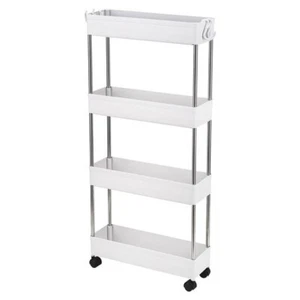 4 Tier Slim Storage Cart Mobile Shelving Unit Organizer Rolling Utility Rack - Picture 1 of 10