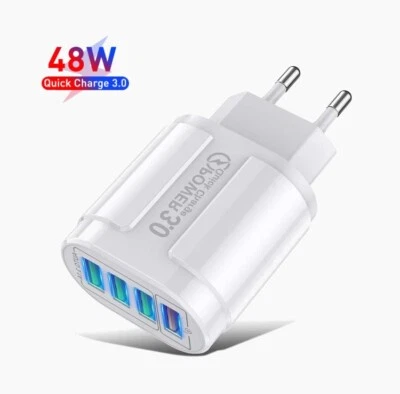 4USB Charger 48W Power Supply Fast Charging Multiple Plugs for Mobile Phone - Image 1 of 4