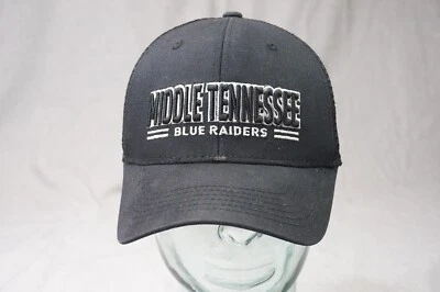 Middle Tennessee Blue Raiders Trucker Hat Cap Snapback Black Mesh Stained Frayed - Image 1 of 4