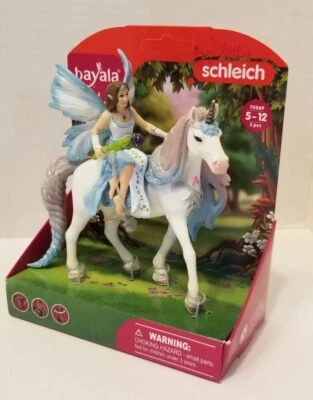 Schleich Bayala Princesa Eyela Unicornio Figuras Brillo Azul Rosa Hada Foto 1 de 4