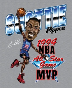 Scottie Pippen caricature Men T-shirt Grey Tee All Sizes JJ3813 - Picture 1 of 3