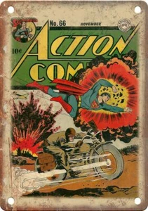 Cómics de acción No. Letrero de metal de reproducción 66 arte de 12"" x 9"" J918 - Imagen 1 de 1