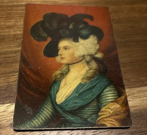 Quadro miniatura signora Siddons miniatura convesso metallo latta Thomas Germania antico - Foto 1 di 4