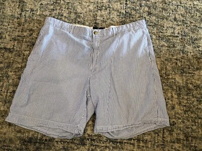 American Living Shorts Mens Seersucker Blue White Striped Flat Front Chino 42 - Image 1 of 4