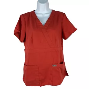 Greys Anatomy By Barco Womens Scrub Top Size M Red Polyester/Rayon - Picture 1 of 6