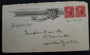 1903 United States Osgood Scale Company Cover ties 2 stamps to NY - Picture 1 of 2