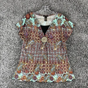 Susan Lawrence Multicolor Bohemian Beaded Short Sleeve Women’s XL - Picture 1 of 9