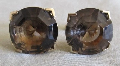 Gemelos de cristal marrón facetado Lg vintage para hombre joyería H51 Foto 1 de 4