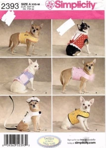 Patrón de ropa para perro Simplicity Dinky 2393 talla XXS-M SIN CORTAR - Imagen 1 de 2