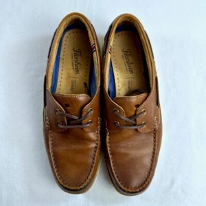 Florsheim Mens Casual Boat Shoe Size UK 8 Cognac Atlantic Moc Toe Driver Loafer - Picture 1 of 15