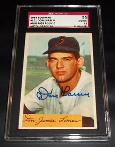 Yankees SGC Prístino 10 Autógrafo Rc Don Larsen Automático 1954 Bowman #101 Novato Salón de la fama - Imagen 1 de 8