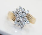  Beautiful Vintage Estate Ladies 14K Gold .84 Ct Diamond Cluster Ring, Size 7.25