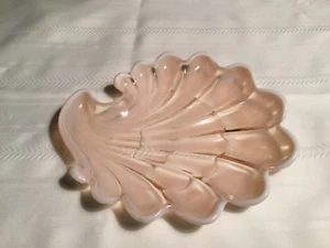 Vintage Duncan & Miller Pink Peach White Opalescent Art Glass Dish Tray (K96) - Picture 1 of 4