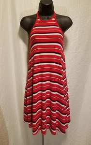 New Mossimo Women Sizes XS M L XL Beach Halter White & Red Short Striped Dress  - Picture 1 of 4