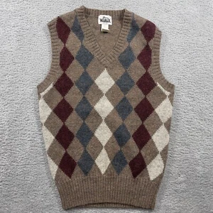 Vintage Woolrich Sweater Vest Mens Large Wool Brown Argyle Preppy Golf Professor - Picture 1 of 6