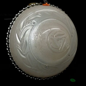 Bella luce da soffitto Art Déco rosa copertura in vetro tonalità 3 fori, bordo hobnail - Foto 1 di 6