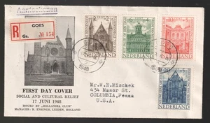 Netherlands fdc 1948 Zomerzegels Hollandia Club cachet Goes registered - Picture 1 of 2