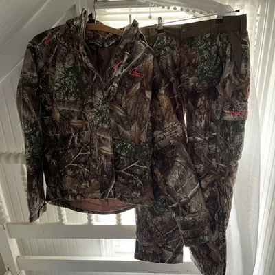 Realtree Habit Camo Coat & pants Size L/M Pink and Hood Hunting Outdoor Full Zip - Image 1 of 4