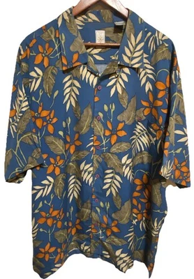 Vintage BURMA BIBAS Loop Collar  Men's Button-Up  Silk Shirt Sz XL Short Sleeve - Image 1 of 4