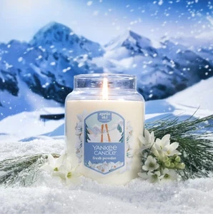 Yankee Candle FRESH POWDER Large 22 Oz JAR Candle Home Fragrance White Wax NEW - Picture 1 of 2