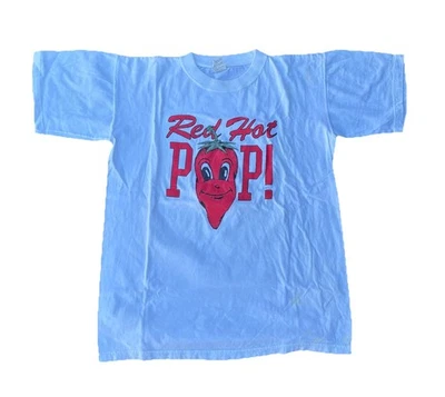 Vintage Red Hot Pop! Graphic Tee Sz. Large White THRASHED NEW WAVE - Image 1 of 4