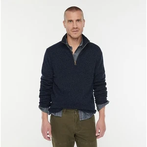 J Crew Rugged Merino Wool 1/2 Zip Blue Merino Wool Blend Sweater Sz M - Picture 1 of 10