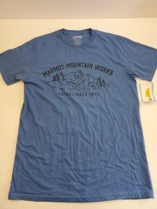 Marmot Mountain Works Größe Medium blau Grafik Tee kurzärmliges T-Shirt neu mit Etikett - Bild 1 von 11