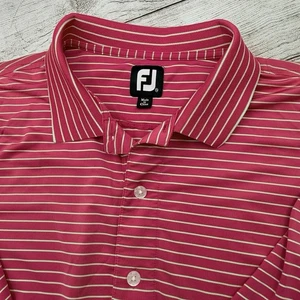 FootJoy FJ Mens 2XL XXL Pink Green Striped Golf 100% Polyester Polo Shirt - Picture 1 of 4