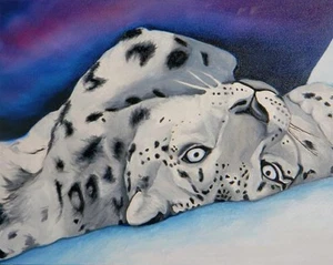 18x24 SNOW LEOPARD ORIGINAL Big Oil Painting Art VERN - Picture 1 of 1