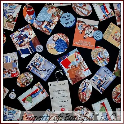 BonEful Fabric Cotton Quilt Handy Man House Garage Tool Box VTG Antique MI SCRAP - Image 1 of 4