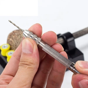 Mini manuelles Gimlet Handdrehbohrer Spannfutter 0,3-3,2 mm + 10 Stück HSS Micro Bohrer Bit - Bild 1 von 5
