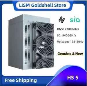 Original Goldshell HS5 Miner HNS: 2700GH/s 2650W OR SC: 5400GH/s 1500W - Zdjęcie 1 z 1