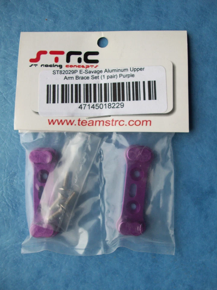 STRC 82029 ALUMINIUM UPPER ARM BRACE SET PURPLE HPI E-SAVAGE ST82029P NIP - Image 1 of 1