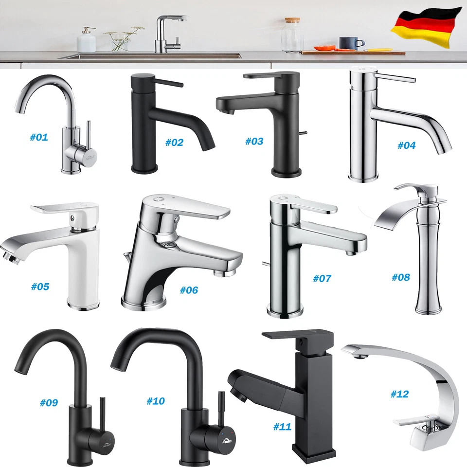 Waschtischarmatur Bad Wasserhahn Waschbecken Einhebel Mischbatterie Badarmatur - Bild 1 von 1