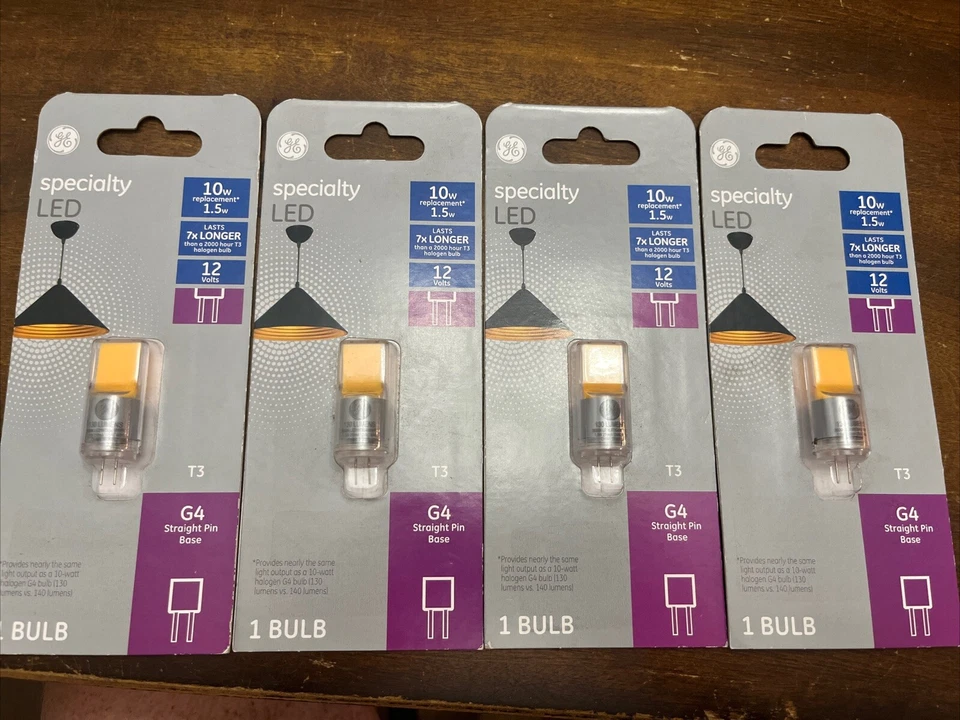 4 X’s GE LED Light Bulb T3 130 Lumens 1.5 Watt Replaces 10W G4 Straight Bi Pin - Image 1 of 2